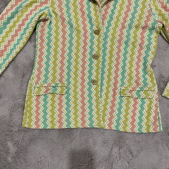 Anthropologie Aldo Martins Women 12 Chevron Blazer Jacket Bamboo Spain Designer - Picture 7 of 16